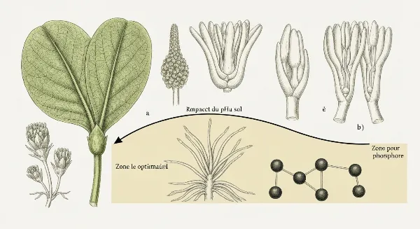 Diagramme illustrant l'absorption du phosphore en fonction du pH du sol