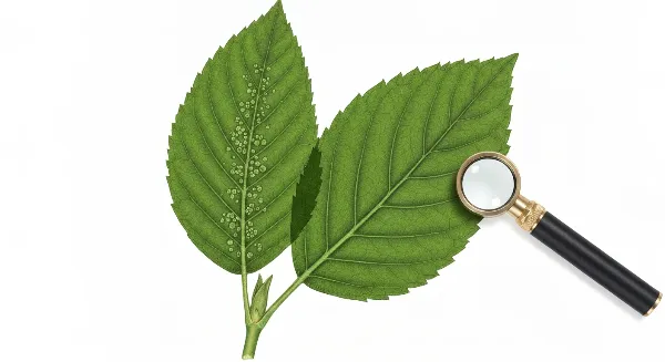 Comparaison visuelle des symptômes de chlorose ferrique (jeunes feuilles jaunes, nervures vertes) et d'autres carences foliaires.