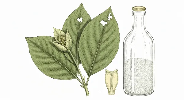 Plante d'intérieur malade avec des feuilles jaunes et un engrais mis de côté, symbolisant la question de la fertilisation